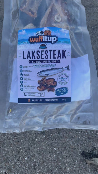 WuffItUp Laksesteak med tørret laks – naturlig fiskesnack til hunde